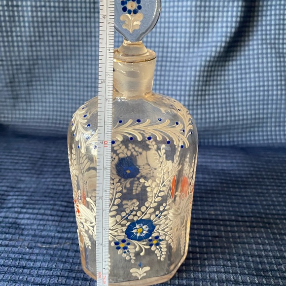 Vintage Hand-painted Apothecary Glass Perfume Bottle - Picture 4 of 7